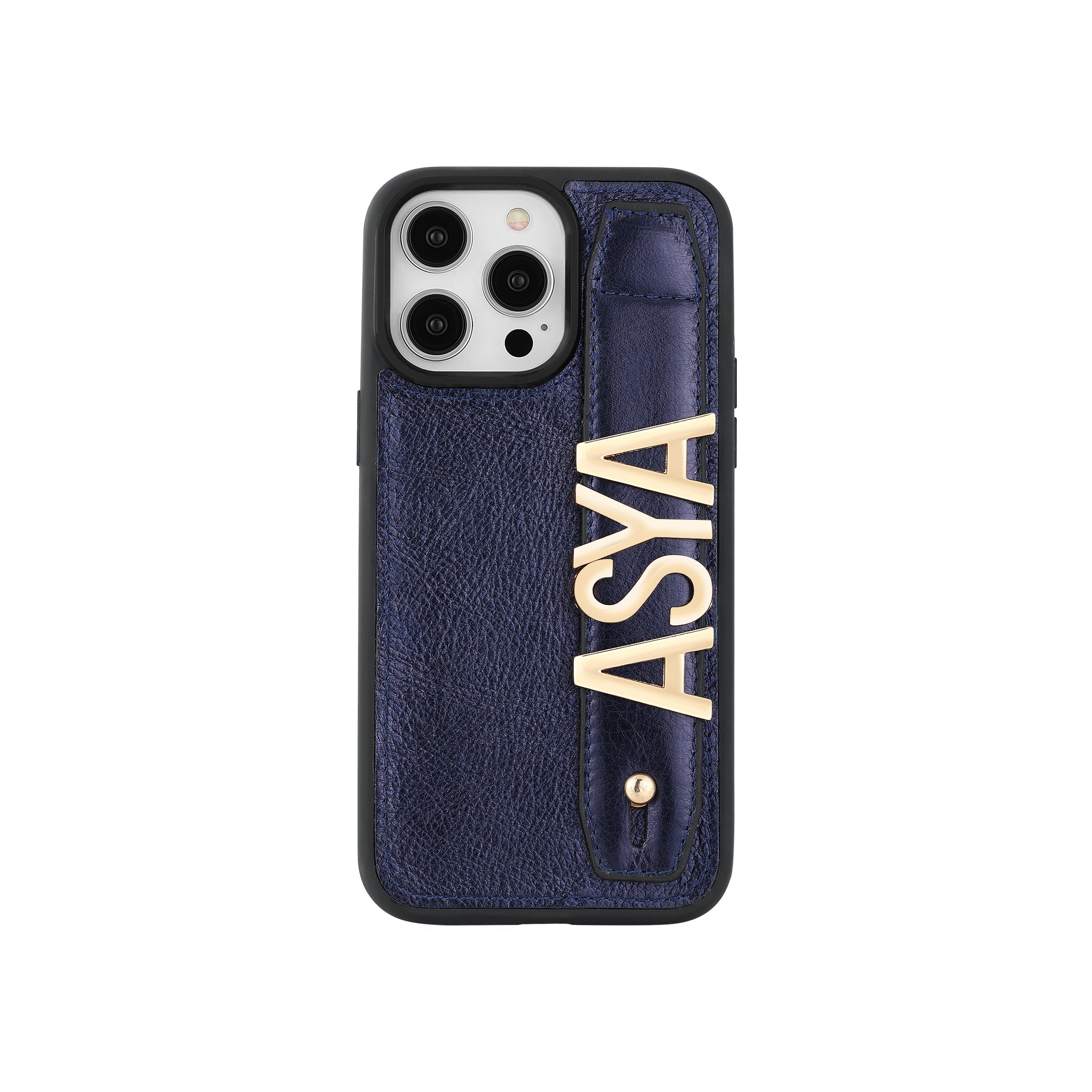Harfli Lacivert Deri iPhone Kılıf