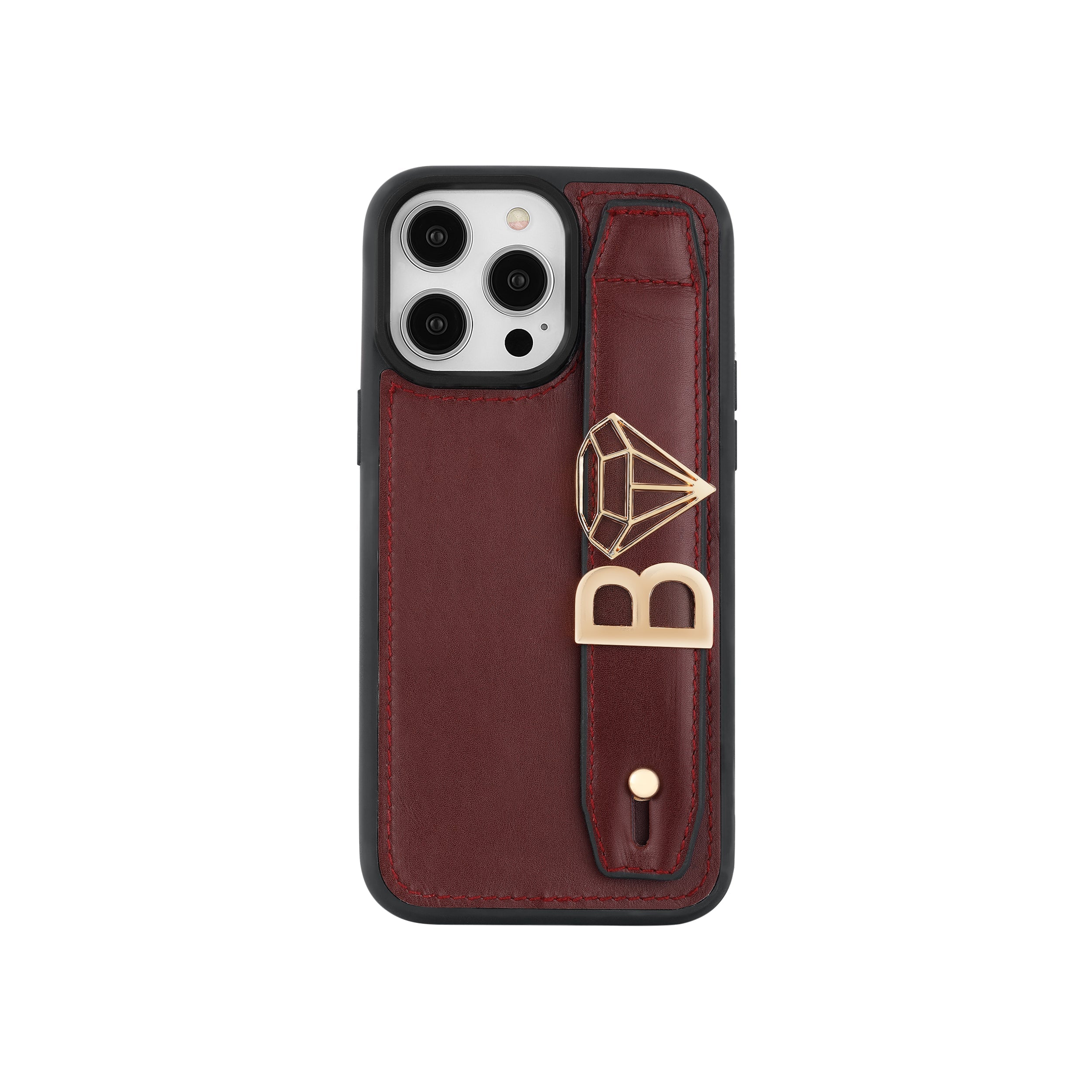 Harfli Bordo Deri iPhone Kılıf