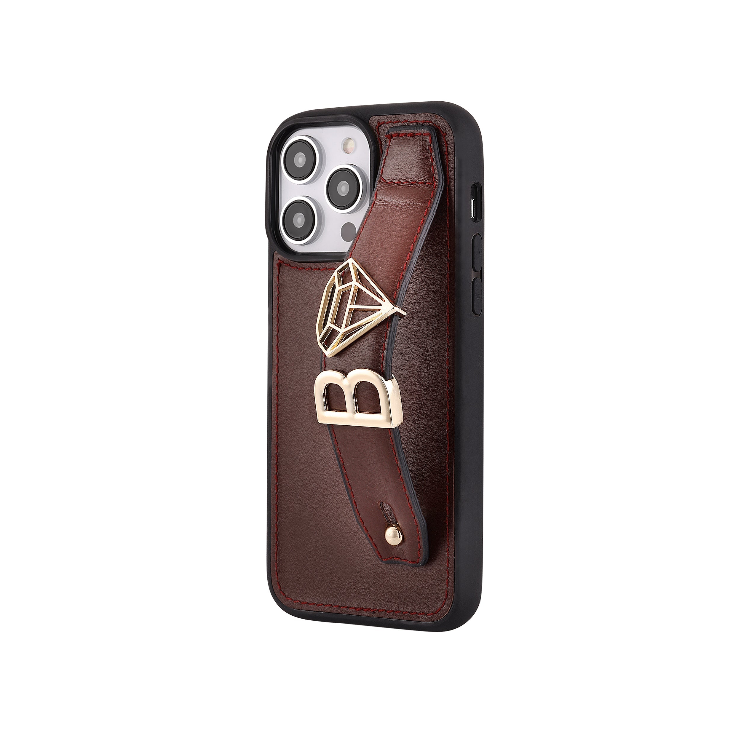 Harfli Bordo Deri iPhone Kılıf